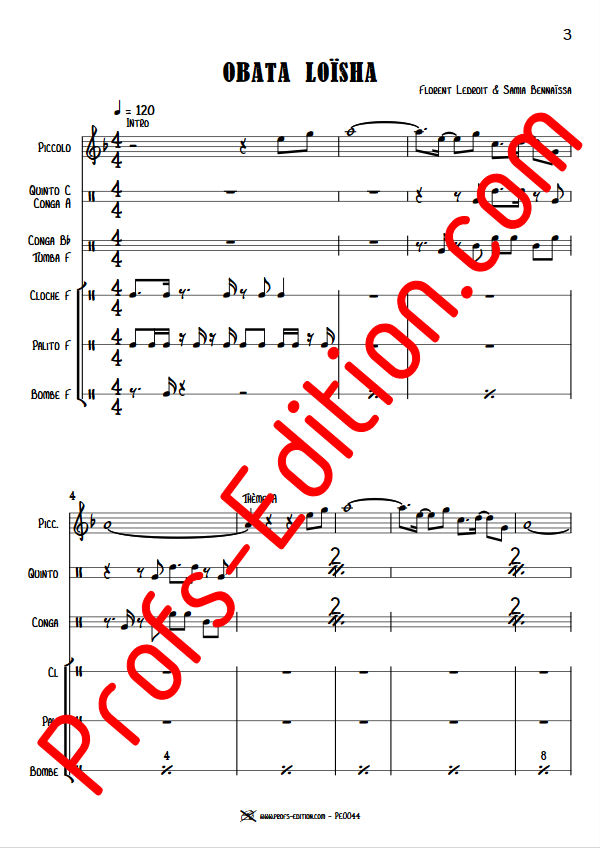 Obata Loïsha - Quatuor Flûte Percussions - LEDROIT F. - app.scorescoreTitle