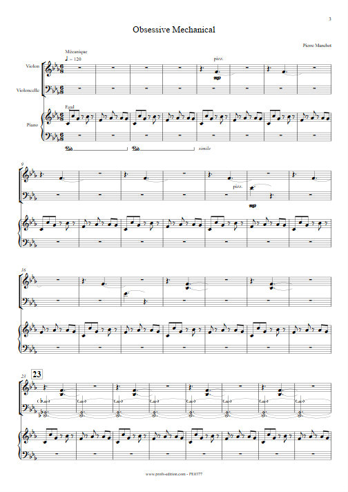 Obsessive Mechanical - Trio Violon Violoncelle Piano - MANCHOT P. - app.scorescoreTitle
