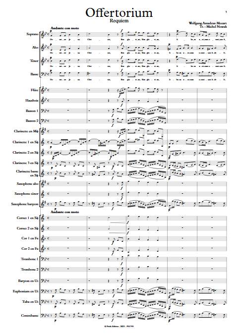 Offertorium - Requiem - Harmonie et chœur - MOZART W. A. - Partition