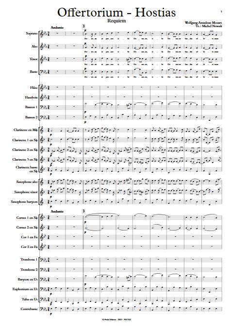 Offertorium Hostias - Requiem - Harmonie et chœur - MOZART W. A. - Partition