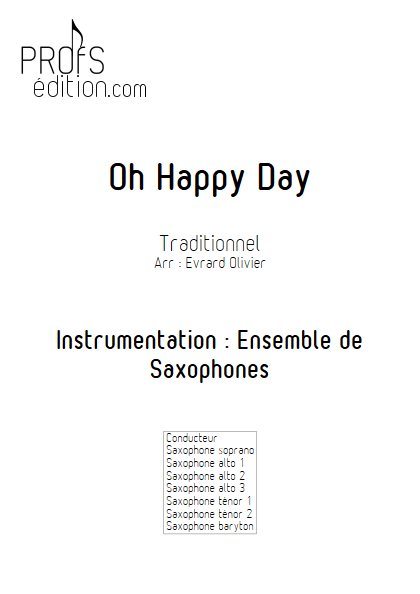 Oh happy Day - Ensemble de Saxophones - GOSPEL - page de garde