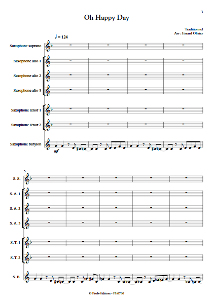 Oh happy Day - Ensemble de Saxophones - GOSPEL - app.scorescoreTitle