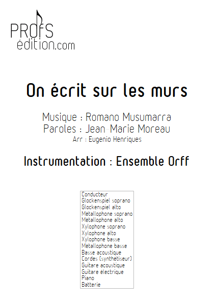 On écrit sur les murs - Ensemble Orff - MUSUMARRA R. - page de garde