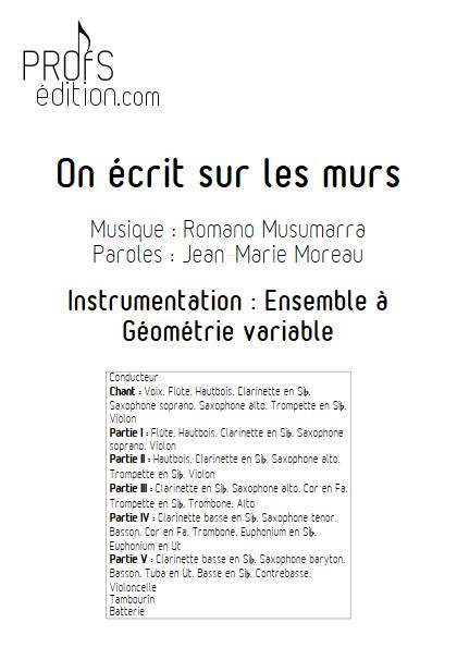 On écrit sur les murs - Ensemble à Géométrie Variable - MUSUMARRA R. - Partition