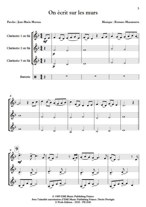 On écrit sur les murs - Trio de Clarinettes - MUSUMARRA R. - Partition