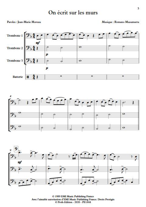On écrit sur les murs - Trio de Trombone - MUSUMARRA R. - Partition