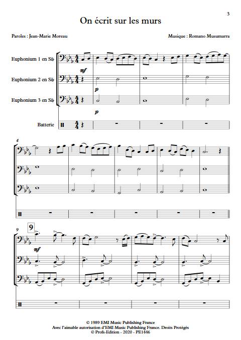 On écrit sur les murs - Trio de Tubas - MUSUMARRA R. - Partition