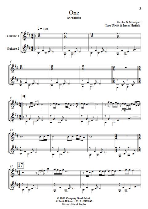 One - Duo de Guitares - METALLICA - app.scorescoreTitle