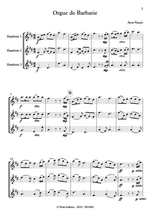 Orgue de Barbarie - Trio de Hautbois - VANCIN A. - Partition