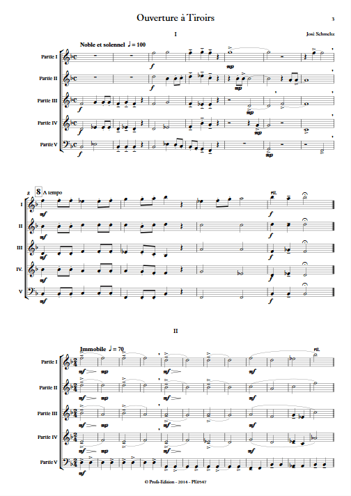 Ouverture à Tiroirs - Ensemble à Géométrie Variable - SCHMELTZ J. - Partition