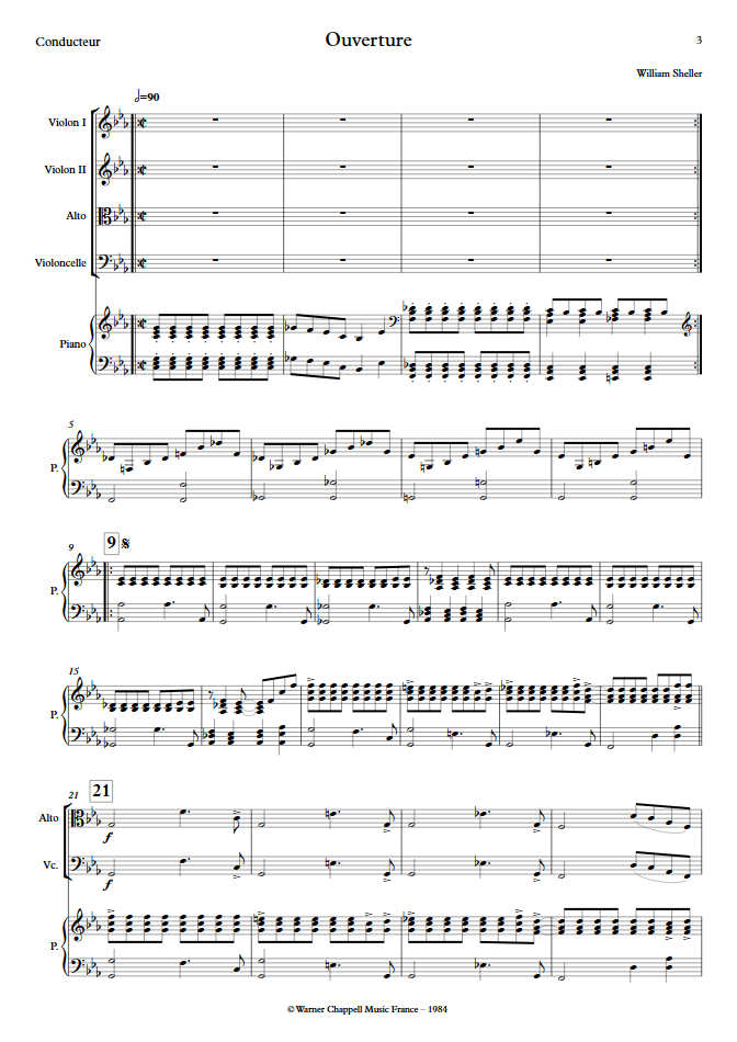 Ouverture - Piano & Quatuor à Cordes - SHELLER W. - Partition