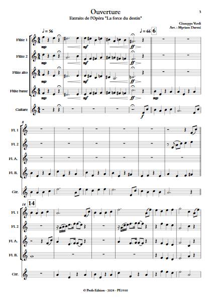 Ouverture la force du destin - Ensemble de flûtes - VERDI G. - Partition
