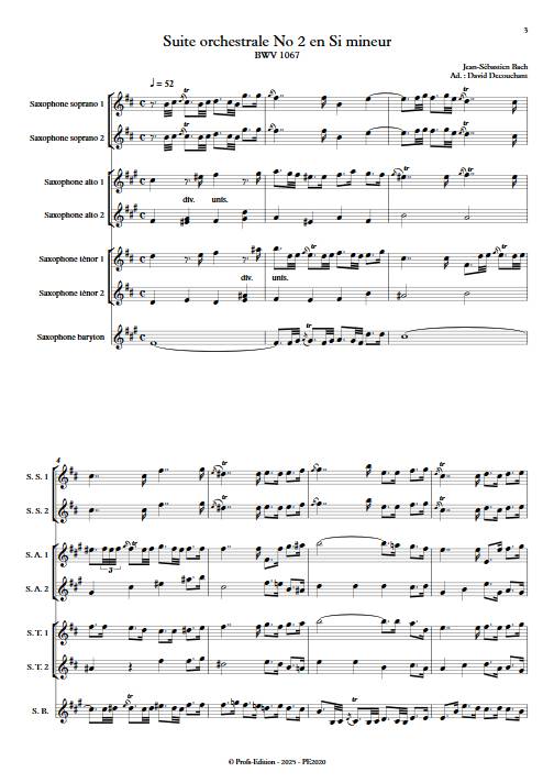 Suite orchestrale No 2 en Si mineur - Ensemble de Saxophones - BACH J. S. - Partition