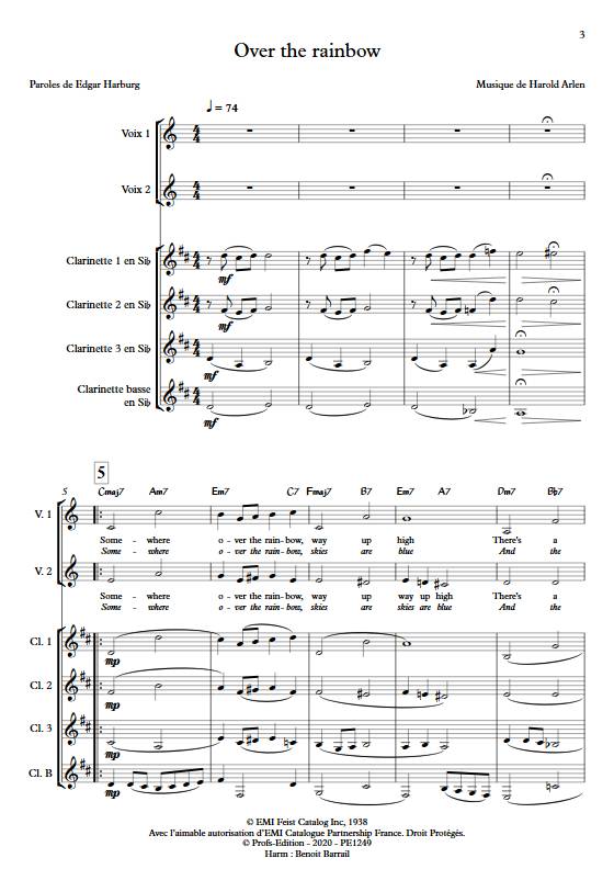 Over the rainbow - Quatuor de Clarinettes et Choeur - ARLEN H. - app.scorescoreTitle