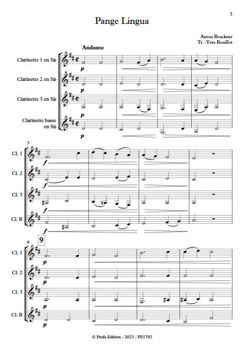Pange Lingua - Quatuor de Clarinettes - BRUCKNER A. - Partition