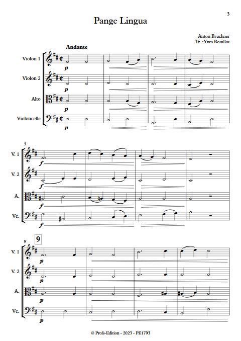 Pange Lingua - Quatuor à Cordes - BRUCKNER A. - Partition