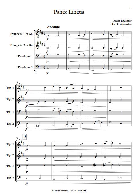 Pange Lingua - Quatuor de Cuivres - BRUCKNER A. - Partition