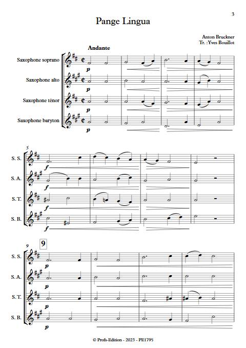 Pange Lingua - Quatuor de Saxophones - BRUCKNER A. - Partition