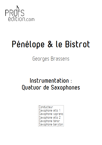 Pénélope & Le Bistrot - Quatuor de Saxophones - BRASSENS G. - page de garde