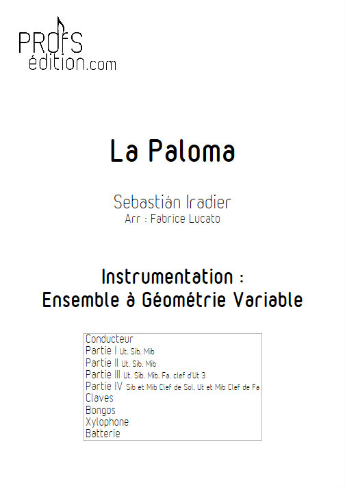 La Paloma - Ensemble Géométrie Variable - IRADIER S. - page de garde