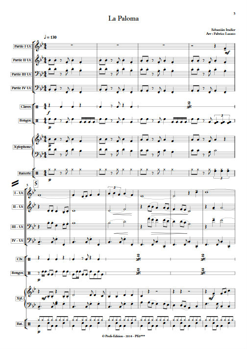 La Paloma - Ensemble Géométrie Variable - IRADIER S. - Partition