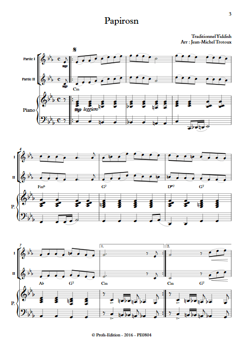 Papirosn - Trio - TRADITIONNEL - app.scorescoreTitle