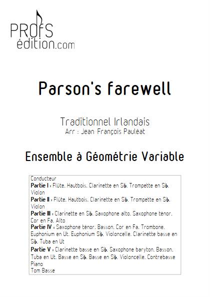 Parson's farewell - Ensemble Variable - TRADITIONNEL IRLANDAIS - page de garde