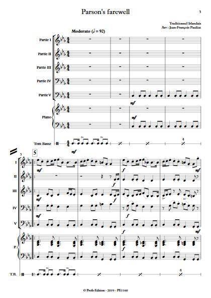 Parson's farewell - Ensemble Variable - TRADITIONNEL IRLANDAIS - app.scorescoreTitle