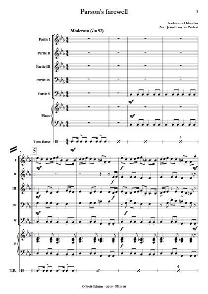 Parson's farewell - Ensemble Variable - TRADITIONNEL IRLANDAIS - Partition