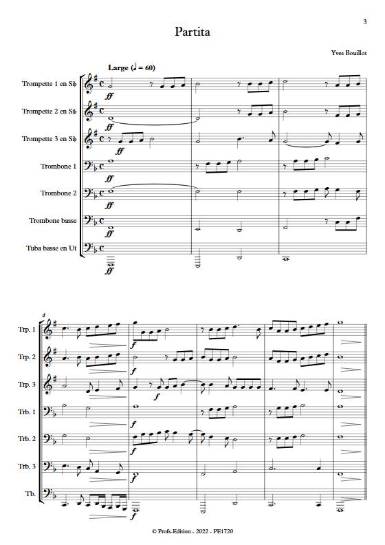 Partita pour cuivres - ensemble de cuivres - BOUILLOT Y. - Partition