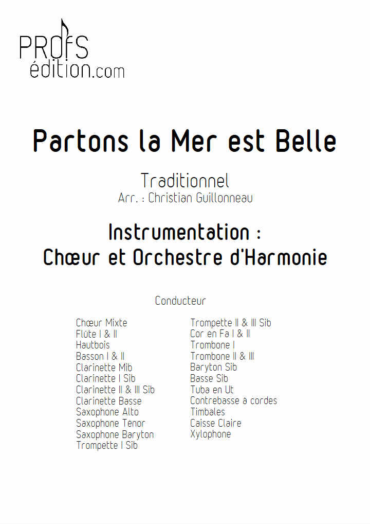 Partons la mer est belle - Chœur & Harmonie - TRADITIONNEL - page de garde