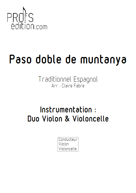 Paso doble de muntanya - Duo Violon et Violoncelle - TRADITIONNEL ESPAGNOL - page de garde