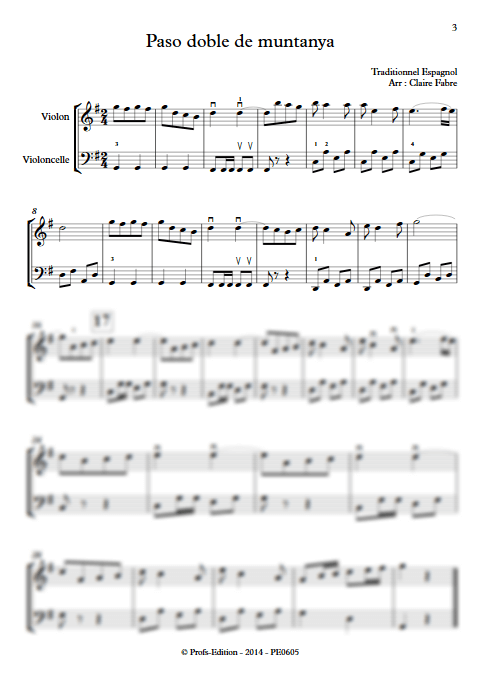Paso doble de muntanya - Duo Violon et Violoncelle - TRADITIONNEL ESPAGNOL - app.scorescoreTitle