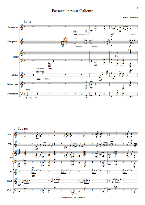 Passacaille pour Caliente - Sextuor - COLOMBANI L. - app.scorescoreTitle