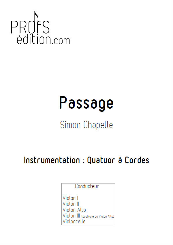 Passage - Quatuor à Cordes - CHAPELLE S. - page de garde