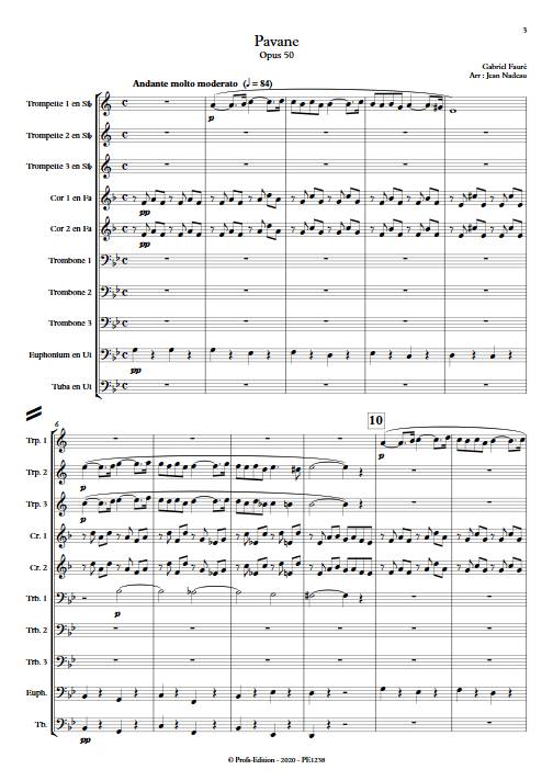 Pavane - Ensemble de Cuivres - FAURE G. - Partition