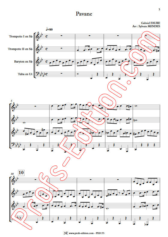 Pavane - Quatuor Cuivres - FAURÉ G. - Partition