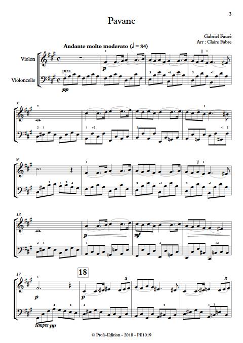 Pavane - Duo violon Violoncelle - FAURE G. - Partition