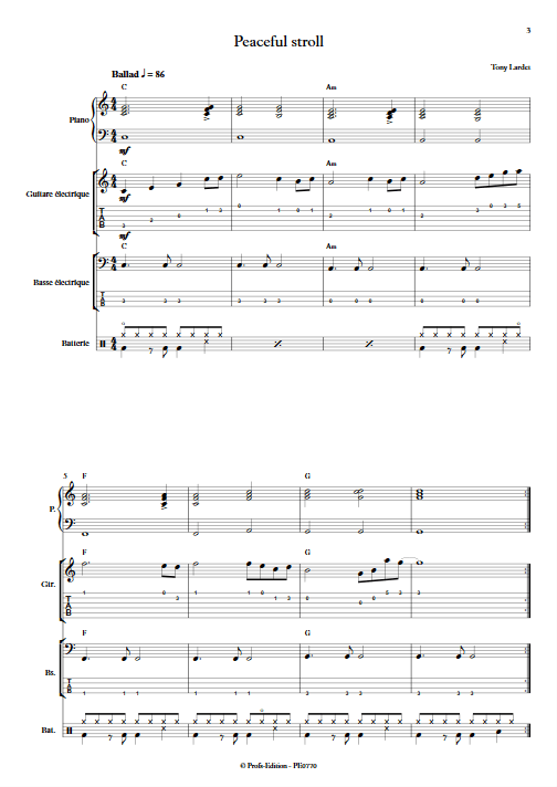 Peaceful stroll - Musique Actuelle - LARDET T. - Partition
