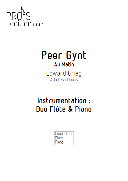 Le Matin (Peer Gynt) - Flûte et Piano - GRIEG E. - page de garde