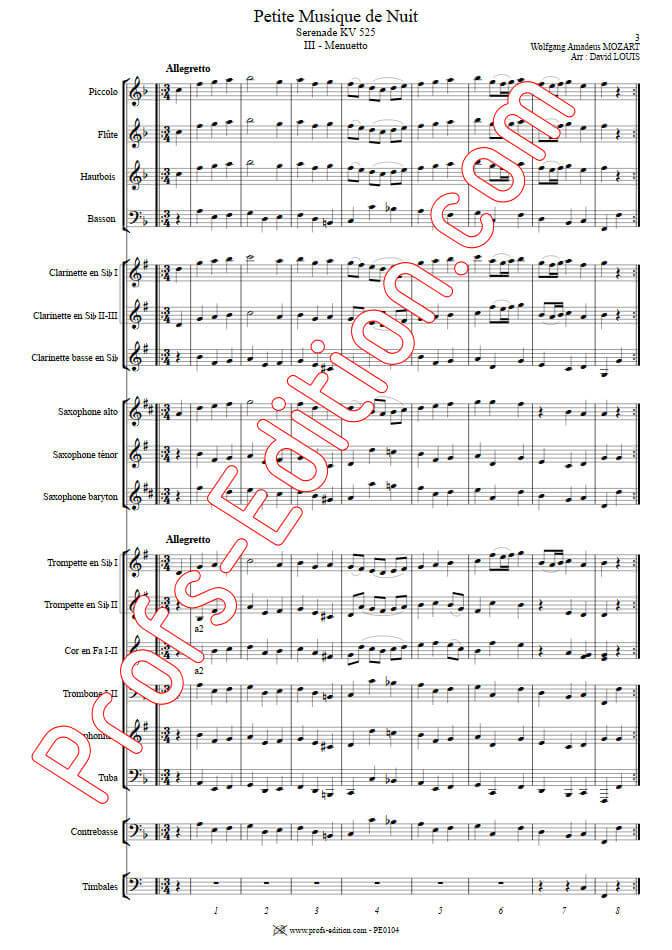 Petite Musique de Nuit KV525 (Menuet) - Orchestre Harmonie - MOZART W. A. - app.scorescoreTitle