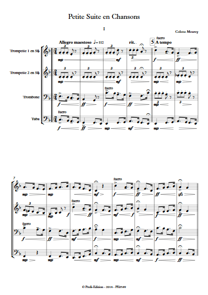Petite Suite En Chansons - Quatuor de Cuivres - MOUREY C. - Partition