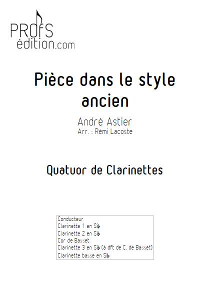 Pièce dans le style ancien - Quatuor de Clarinettes - ASTIER A. - page de garde