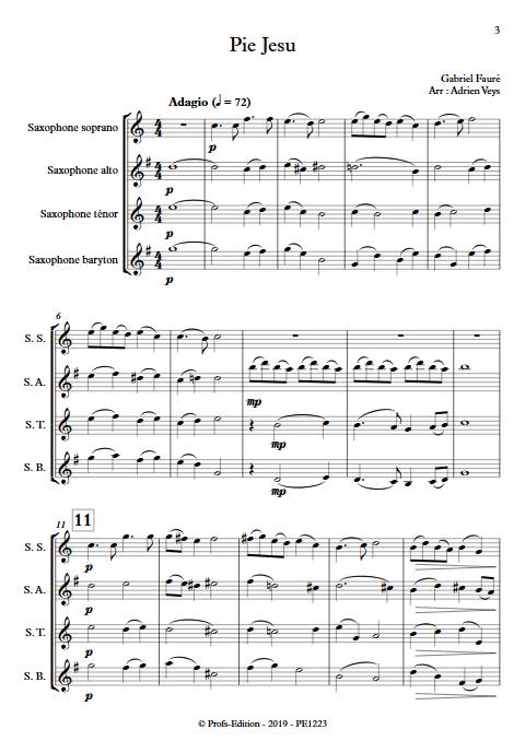 Pie Jesus - Quatuor de Saxophones - FAURE G. - Partition