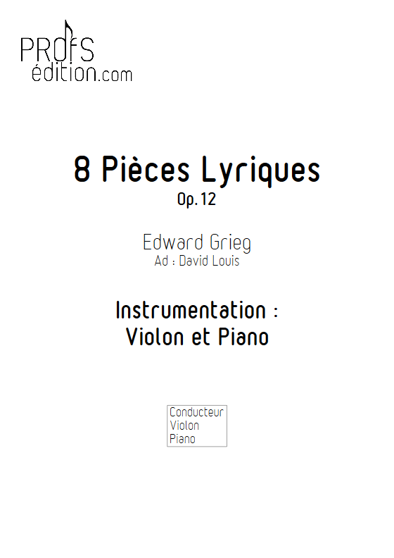 Pièces Lyriques Op.26 - Duo Violon et Piano - GRIEG E. - page de garde