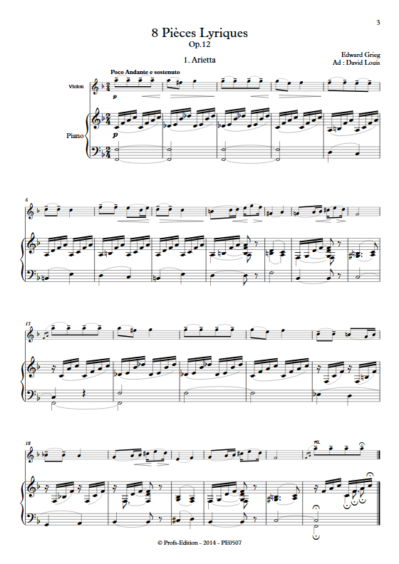 Pièces Lyriques Op.26 - Duo Violon et Piano - GRIEG E. - Partition
