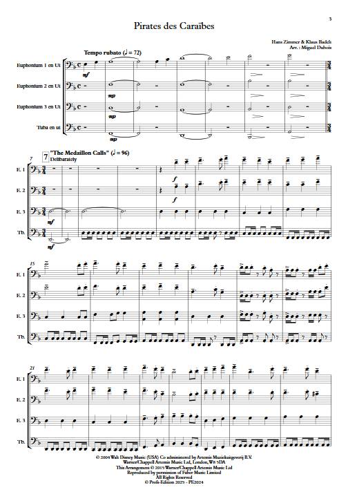 Pirates des Caraïbes - Ensemble de tubas - BADELT K. - Partition