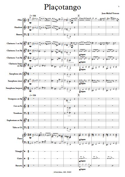 Plaçotango - Orchestre d'Harmonie - TROTOUX JM - Partition