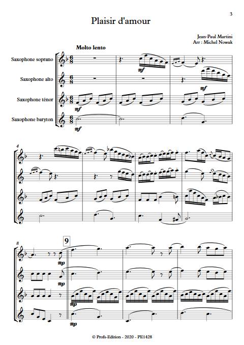 Plaisir d'Amour - Quatuor de Saxophones - MARTINI J-P-E - Partition