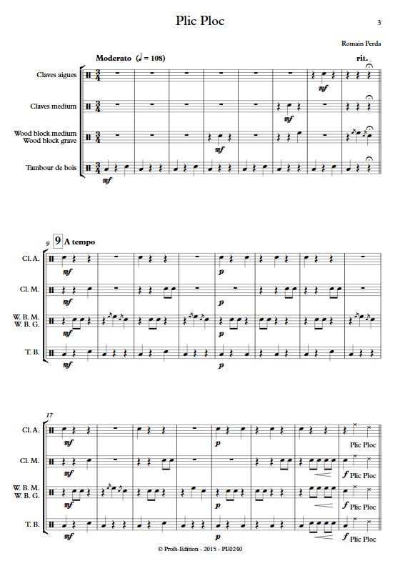 Plic Ploc - Quatuor de Percussions - PERDA R. - app.scorescoreTitle